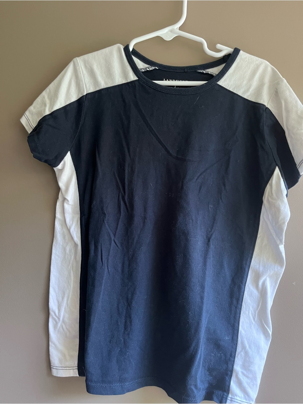 Lands' End Navy Short Sleeve Tee with White Anchor Graphic